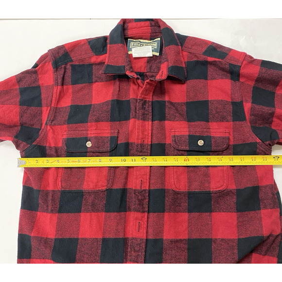 Field and Stream Shirt Men's XL Tall Heavy Flannel Red Black Plaid Button Up - Picture 9 of 10
